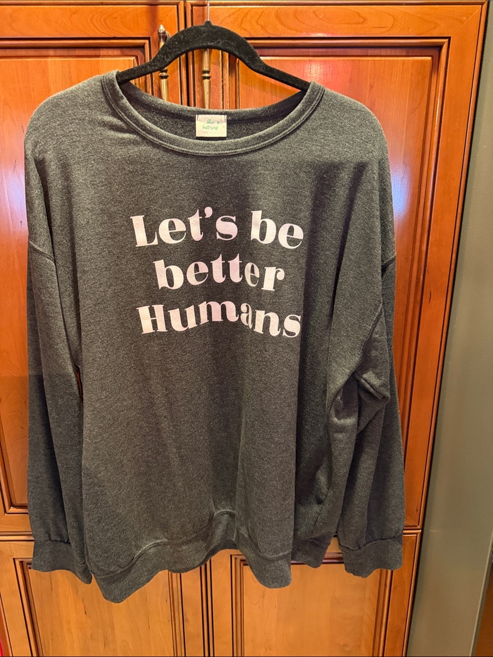 Let's Be Better Humans Crewneck lightweight Sweatshirt - Charcoal